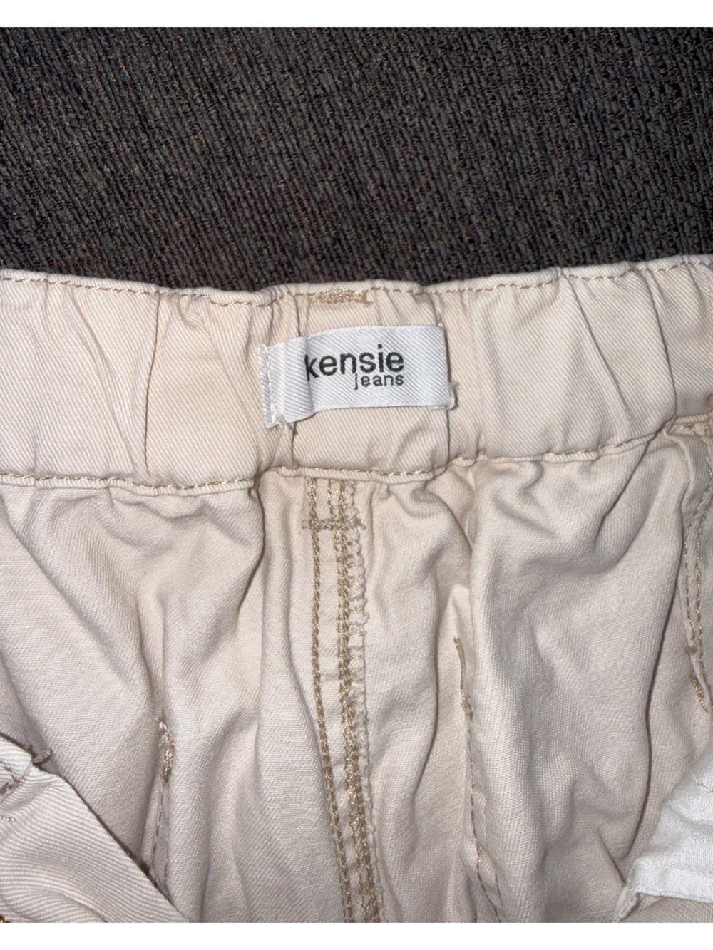 Kensie Cream Elastic-Waist wide leg  pants size 12